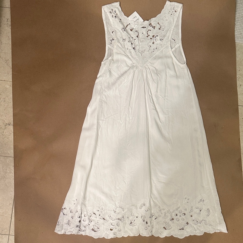 White womens Eyelet Lace A-Line Dress - Picture 2 of 5